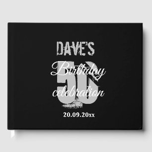 Elegant Black and White 50th 40thAny Age Birthday  Guest Book