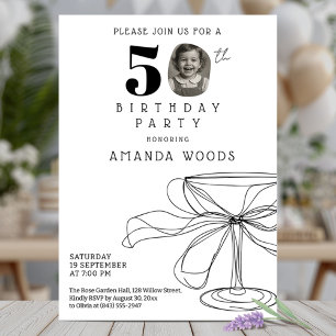 Elegant black and white 50th birthday party photo invitation