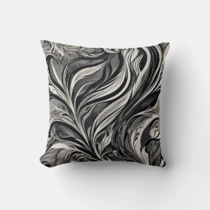 Elegant - Black and White Abstract Flow Cushion