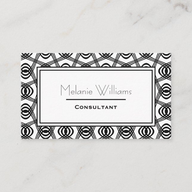 Elegant Black and White Abstract Pattern Business Card (Front)