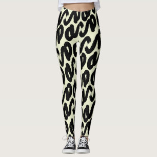 Elegant black and white abstract pattern leggings