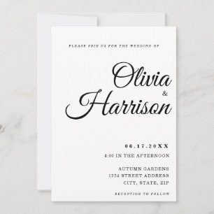 Elegant Black and White All In One Wedding Invitation