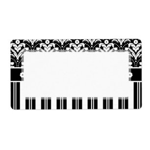 Elegant Black and White Art Deco Damask Stripes