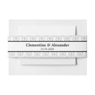 Elegant Black and White Art Deco Style Invitation Belly Band