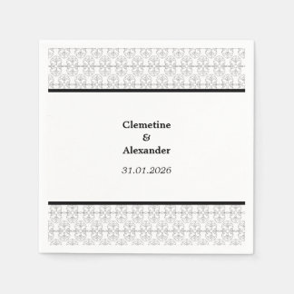 Elegant Black and White Art Deco Style Napkin