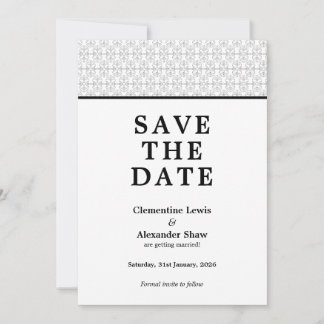 Elegant Black and White Art Deco Style Save The Da Date