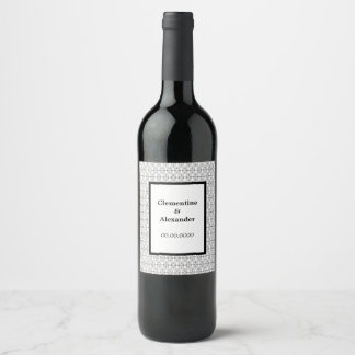 Elegant Black and White Art Deco Style Wine Label