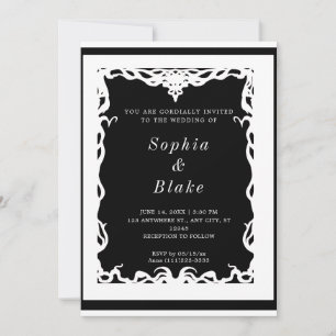 Elegant Black and White Art Deco Wedding Invitation