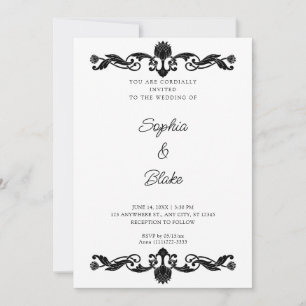 Elegant Black and White Art Deco Wedding Invitation