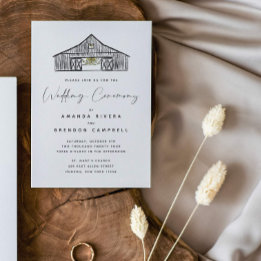Elegant Black and White Barn Wedding Ceremony Enclosure Card