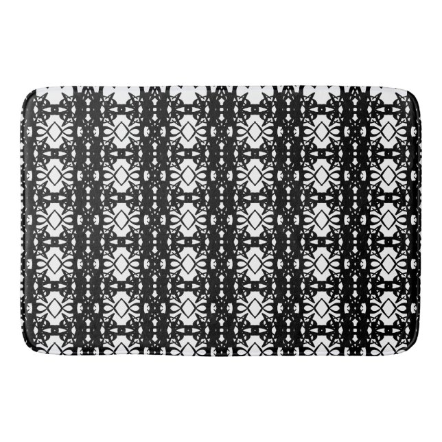Elegant Black and White Bath Mat (Front)