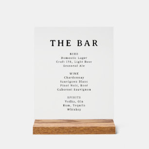 Elegant Black and White Beverage Menu Sign