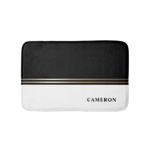 Elegant Black and White Block Foil Personalised  Bath Mat