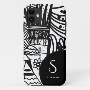 Elegant Black and White Bohemian Botanical Case-Mate iPhone Case