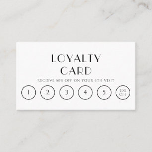 Elegant Black And White Boho Modern 6 Punch Loyalty Card