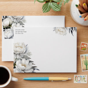 Elegant Black and white boho wedding Envelope