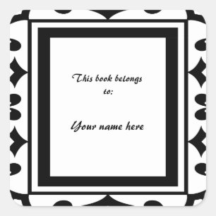 Elegant Black and White Bookplate Sticker
