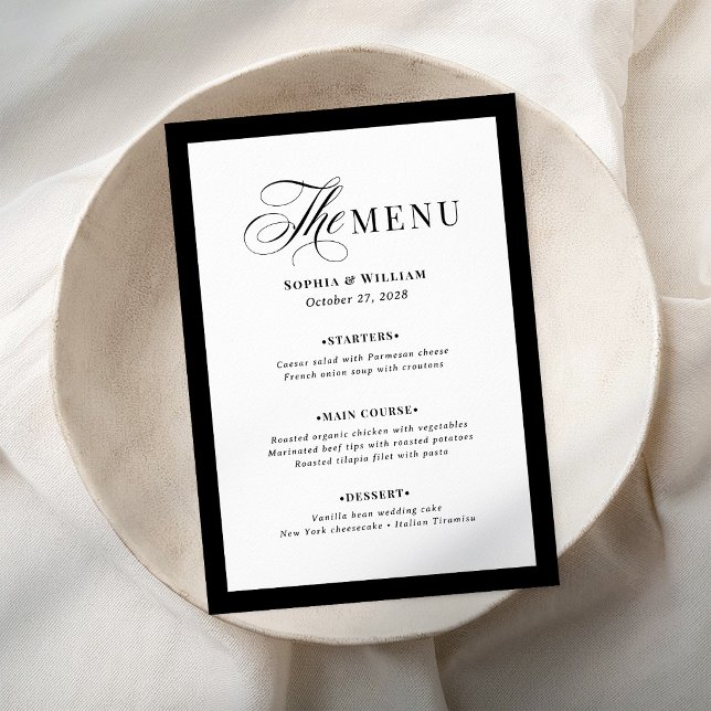 Elegant Black and White Border | Classic Luxe  Menu (Creator Uploaded)