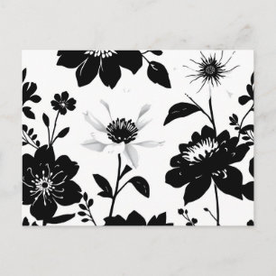 Elegant Black and White Botanical Silhouettes  Postcard