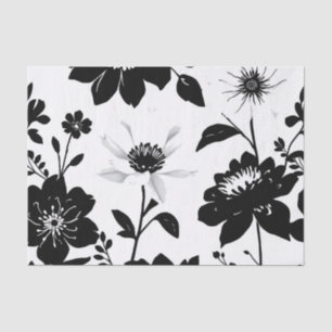 Elegant Black and White Botanical Silhouettes  Tissue Paper
