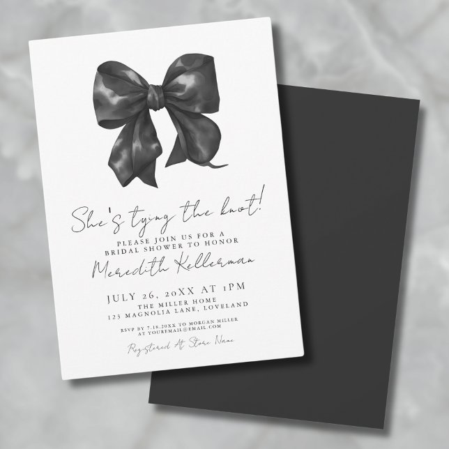 Elegant Black And White Bow Bridal Shower Invitation (Elegant Black And White Bow Bridal Shower Invitation)