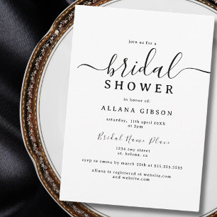 Elegant Black and White Bridal Shower Invitation