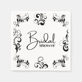 elegant black and white bridal shower napkin