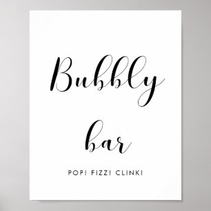 Elegant black and white Bubbly bar wedding sign