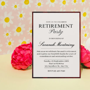 Elegant Black and White Calligraphy Retirement Par Invitation
