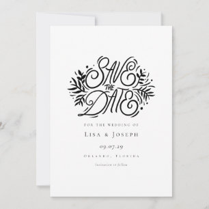 Elegant Black and White Calligraphy Save the Date Invitation