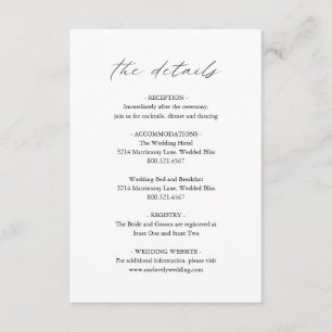 Elegant Black and White Calligraphy Simple Wedding Enclosure Card