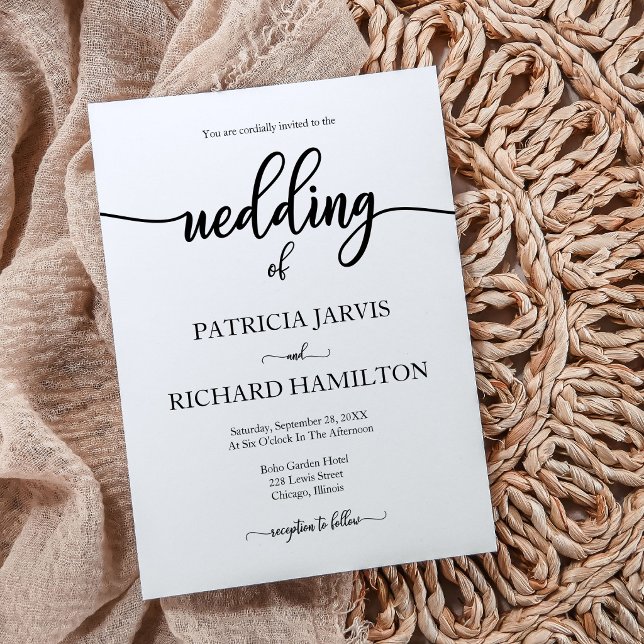 Elegant Black And White Calligraphy Wedding Invitation (Creator Uploaded)