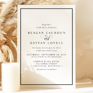 Elegant Black and White Calligraphy Wedding Invitation