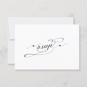 Elegant Black and White Calligraphy Wedding RSVP Card