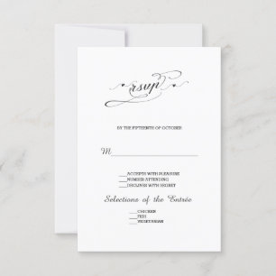 Elegant Black and White Calligraphy Wedding RSVP Card