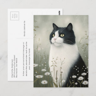 Elegant Black and White Cat Postcard