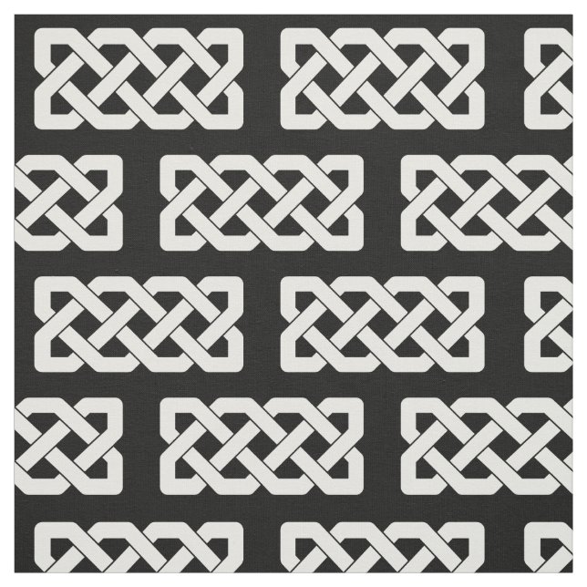 Elegant Black and White Celtic Knot Pattern Fabric (Swatch)