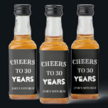 Elegant Black and White Cheers to 30th Birthday  Liquor Bottle Label<br><div class="desc">Elegant Black and White Cheers to 30th Birthday Liquor Bottle Label</div>
