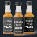 Elegant Black and White Cheers to 30th Birthday  Liquor Bottle Label<br><div class="desc">Elegant Black and White Cheers to 30th Birthday Liquor Bottle Label</div>