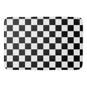 Elegant Black and White Chequerboard  Bath Mat