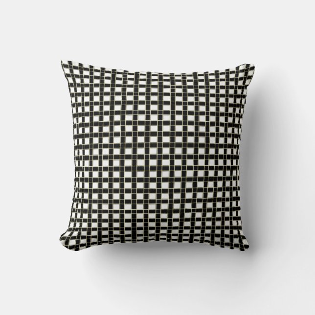Elegant Black and White Chequered Cushion (Front)
