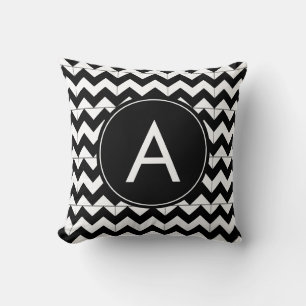 Elegant Black and White Chevron Cushion