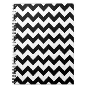 elegant black and white chevron stripes spiral notebook