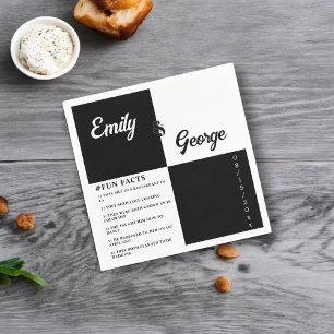 Elegant Black And White Chic Modern Simple Wedding Napkin