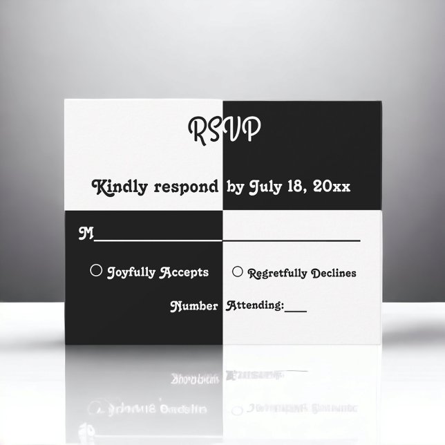Elegant Black And White Chic Modern Simple Wedding RSVP Card (Creator Uploaded)
