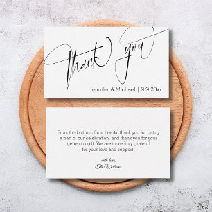 elegant black and white chic wedding thank you card