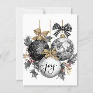Elegant Black and White Christmas OrnamentsSticker Postcard