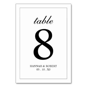 Elegant Black and White Classic Calligraphy Script Table Number