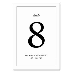 Elegant Black and White Classic Calligraphy Script Table Number