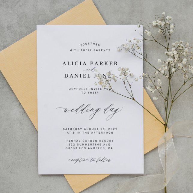Elegant black and white classic minimalist wedding invitation (Creator Uploaded)
